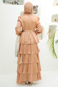  Biscuit Turkish Hijab Muslim Evening Dress 3037BS - 3