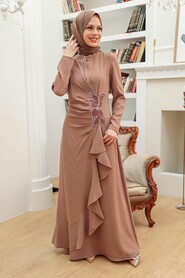  Modern Biscuit Islamic Bridesmaid Dress 32671BS - 1