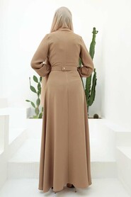  Long Biscuit Islamic Wedding Dress 3305BS - 4