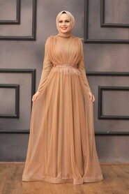 Biscuit Hijab Evening Dress 3445BS - 1