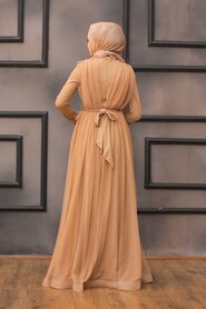 Biscuit Hijab Evening Dress 3445BS - 2