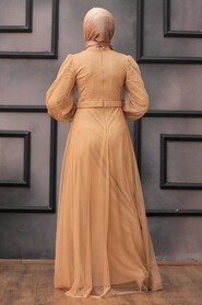  Modern Biscuit Hijab Evening Dress 34880BS - 2