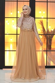  Stylish Biscuit Muslim Wedding Gown 3508BS - 1