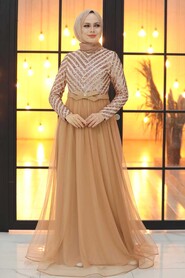  Stylish Biscuit Muslim Wedding Gown 3508BS - 4