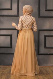  Stylish Biscuit Muslim Wedding Gown 3508BS - 5