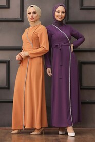 Biscuit Hijab Evening Dress 40581BS - 2