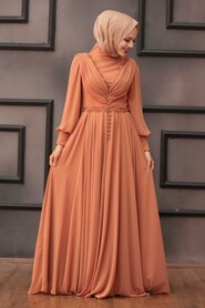  Long Biscuit Islamic Engagement Gown 4312BS - 3