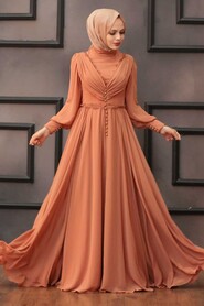  Long Biscuit Islamic Engagement Gown 4312BS - 4