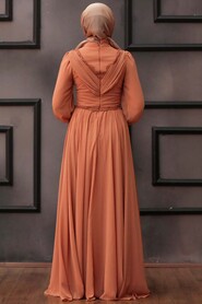  Long Biscuit Islamic Engagement Gown 4312BS - 5