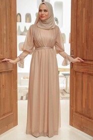  Biscuit Turkish Hijab Bridesmaid Dress 5367BS - 1
