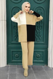 Biscuit Hijab Knitwear Double Suit 23410BS - 2