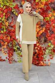 Biscuit Hijab Knitwear Double Suit 23830BS - 1