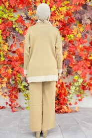 Biscuit Hijab Knitwear Double Suit 23830BS - 5