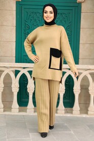 Biscuit Hijab Knitwear Double Suit 25020BS - 1