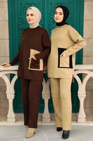 Biscuit Hijab Knitwear Double Suit 25020BS - 2