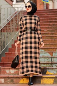 Biscuit Hijab Knitwear Dress 3048BS - 1