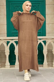 Biscuit Hijab Knitwear Dress 33902BS - NEVA STYLE