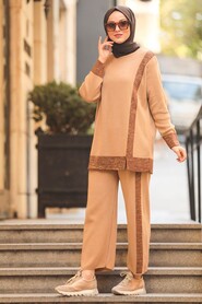 Biscuit Hijab Knitwear Suit 23081BS - 1