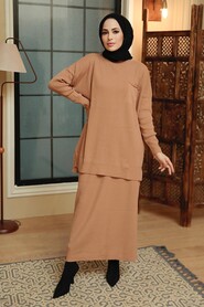 Biscuit Hijab Knitwear Suit Dress 34021BS - 2