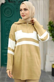 Biscuit Hijab Knitwear Tunic 26961BS - 1