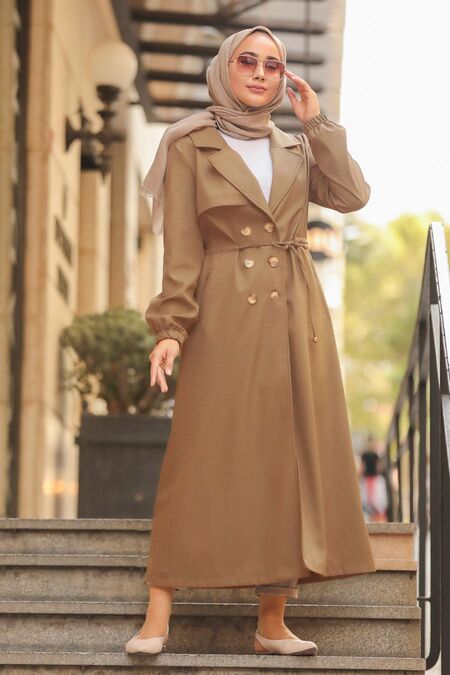 Biscuit Hijab Trenchcoat 5571BS - NEVA STYLE