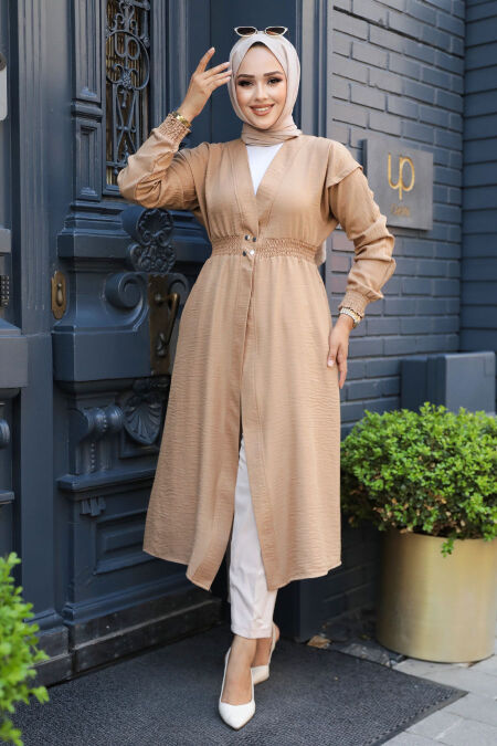 Biscuit Modest Coat 672BS - NEVA STYLE