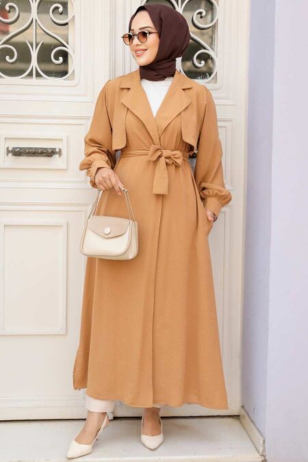 Biscuit Modest Coat 6822BS - NEVA STYLE