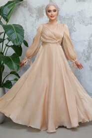Biscuit Modest Evening Gown 4823BS 