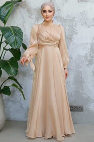 Biscuit Modest Evening Gown 4823BS - 3