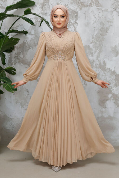 Biscuit Modest Wedding Dress 4448BS - NEVA STYLE