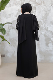 Black Beige Plus Size Modest Abaya 15079SBEJ - 4