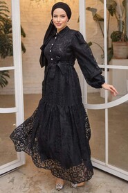 Black Chiffon Maxi Dress 13932S - 3