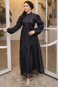 Black Chiffon Maxi Dress 13932S - 1