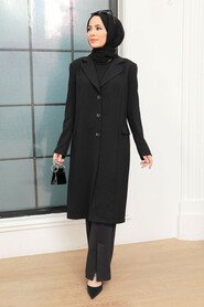 Black Hijab Blazer Jacket 56950S - NEVA STYLE