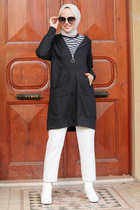 Black Hijab Cardigan 115S - NEVA STYLE