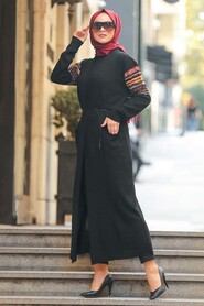 Black Hijab Cardigan 15725S - NEVA STYLE
