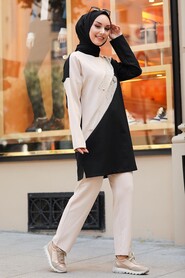 Black Hijab Casual Suit 1290S - 1