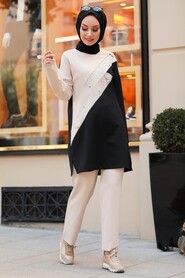 Black Hijab Casual Suit 1290S - 2