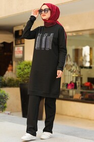 Black Hijab Casual Suit 8352S - 1