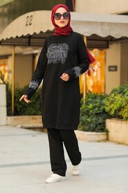 Black Hijab Casual Suit 91720S - 1