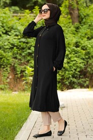 Black Hijab Coat 10155S - 3