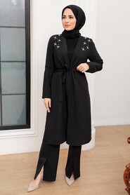 Black Hijab Coat 10860S - 1