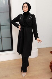 Black Hijab Coat 10860S - 2