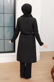 Black Hijab Coat 10860S - 4