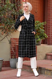 Black Hijab Coat 1324S - 2