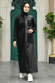Black Hijab Coat 1365S - 1