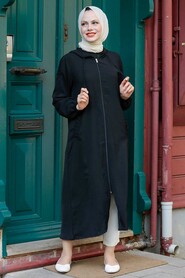 Black Hijab Coat 15630S - 2