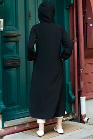 Black Hijab Coat 15630S - 3