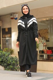 Black Hijab Coat 16011S - 2
