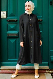 Black Hijab Coat 17250S - 1